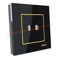 پریز تلفن دو سوکت ویرا مدل امگا مشکی طلا مشکی